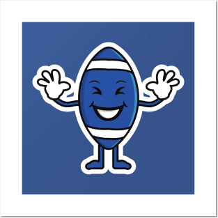 Funny Rugby Ball Cartoon Character Sticker design vector illustration. People sports objects icon concept. Football mascot, American football cartoon sticker design with shadow. Posters and Art